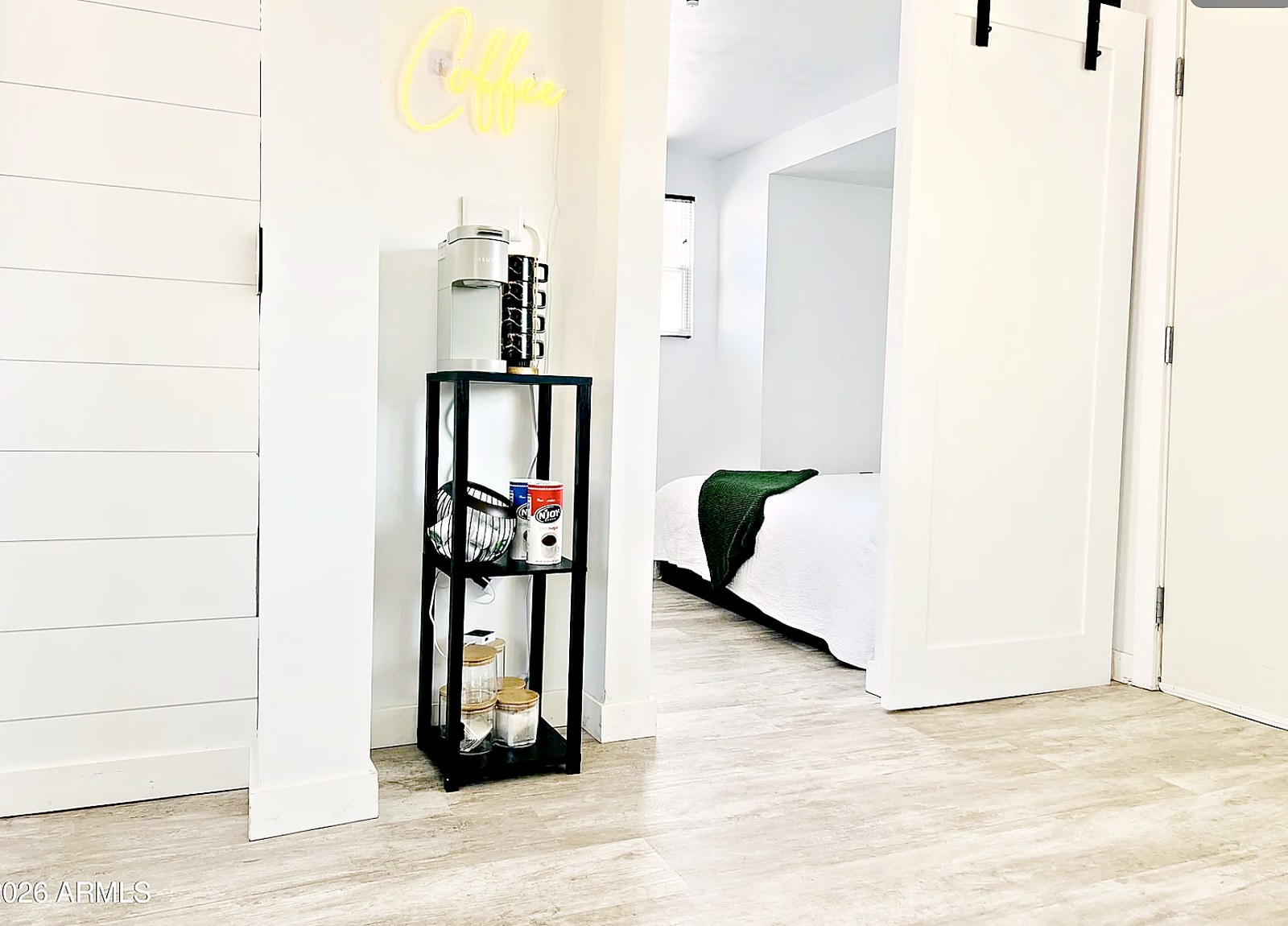 Coffee bar with neon sign